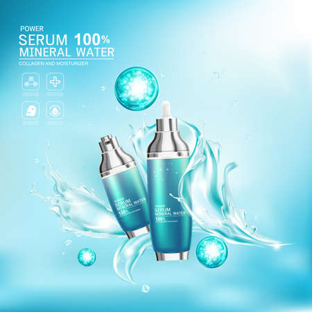Mineral Water Splash Serum or Collagen Vitamin Vector Background for Skin Care Cosmetic Products.のイラスト素材