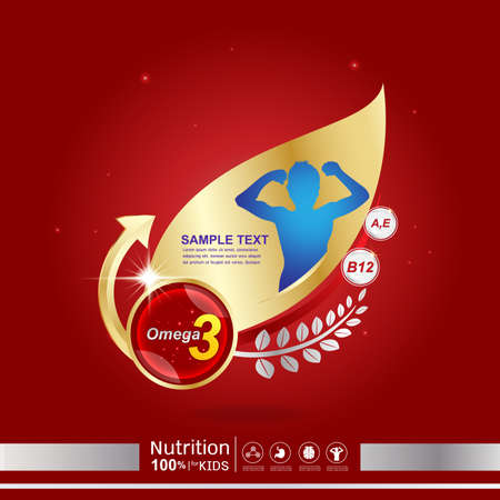 Omega Nutrition and Vitamin - Concept Logo Products for Kids.のイラスト素材