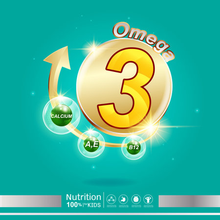 Omega Nutrition and Vitamin - Concept Logo Products for Kids.のイラスト素材