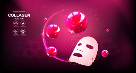 Collagen Serum or Vitamin Drop and Active Skin, Vector Background for Cosmetic Products.のイラスト素材