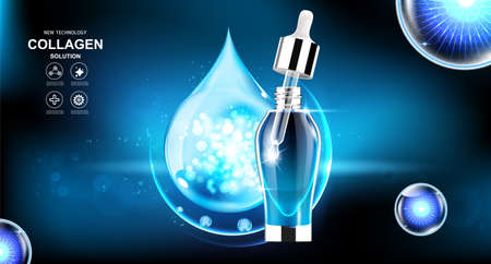 Mineral Water Collagen Serum Vector Background for Skin Care Products.のイラスト素材