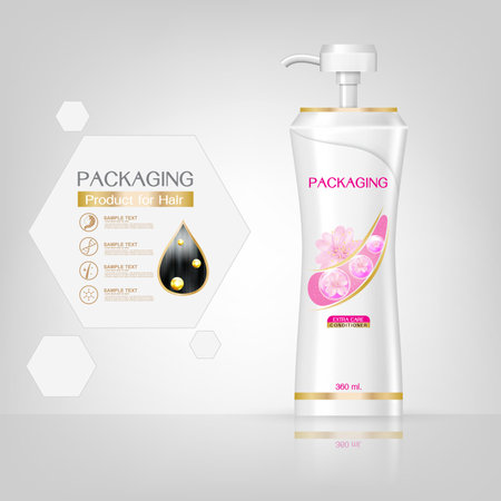 Packaging products Hair Care design, shampoo bottle templates on White backgroundのイラスト素材