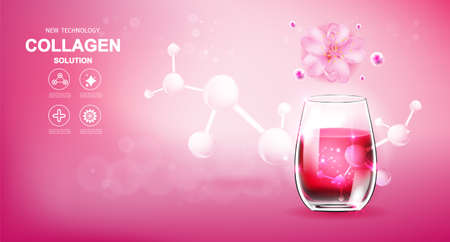 Collagen and Vitamins Repair Skin, Vector Background for Daily Supplement Productsのイラスト素材
