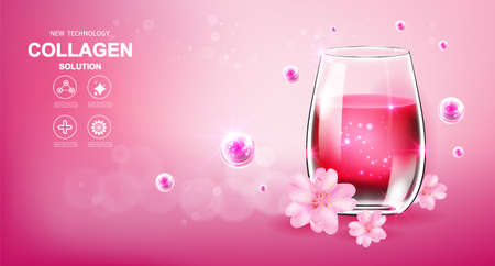 Collagen and Vitamins Repair Skin, Vector Background for Daily Supplement Productsのイラスト素材