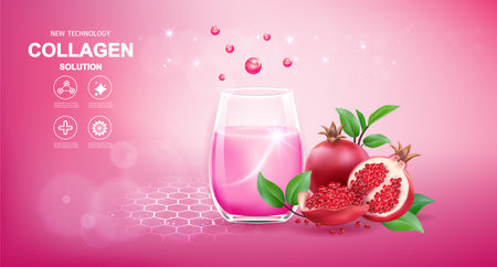 Collagen and Vitamins Repair Skin, Vector Background for Daily Supplement Productsのイラスト素材