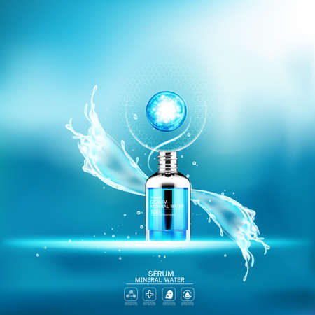 Mineral Water Collagen Serum Vector Background for Skin Care Products.のイラスト素材