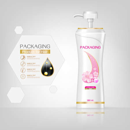 Packaging products Hair Care design, shampoo bottle templates on White backgroundのイラスト素材