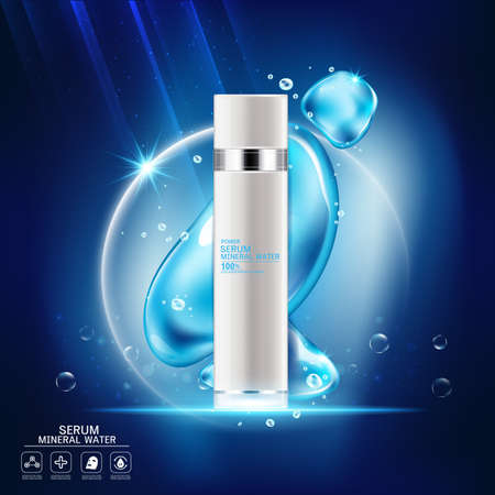 Mineral Water Collagen Serum Vector Background for Skin Care Products.のイラスト素材