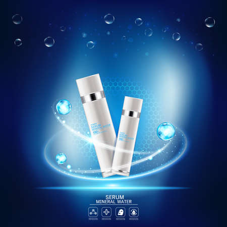 Mineral Water Collagen Serum Vector Background for Skin Care Products.のイラスト素材