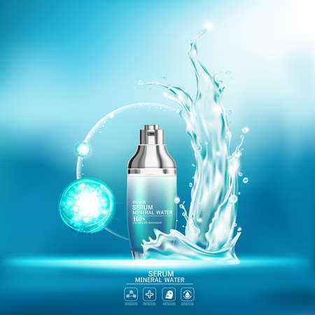 Mineral Water Collagen Serum Vector Background for Skin Care Products.のイラスト素材