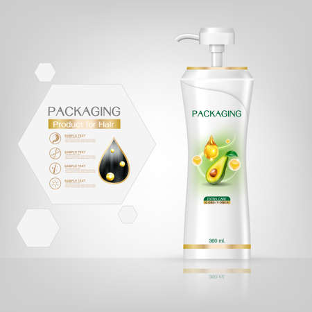 Packaging products Hair Care design, shampoo bottle templates on White backgroundのイラスト素材