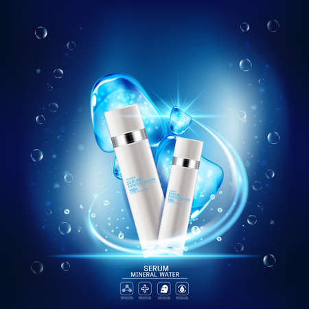 Mineral Water Collagen Serum Vector Background for Skin Care Products.のイラスト素材