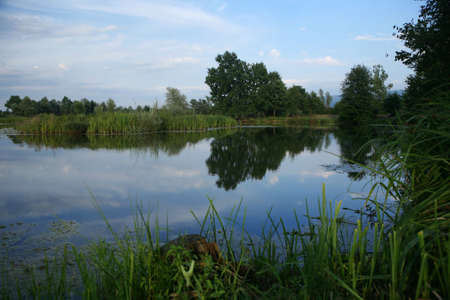 Lake reflection landscapeの写真素材