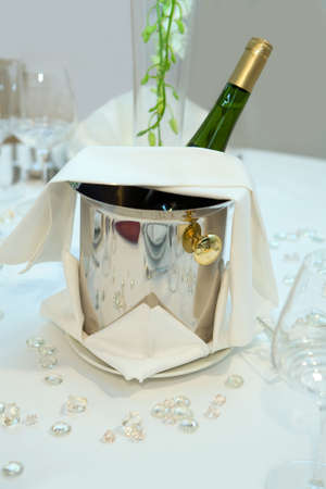 Champagne cooling in the bucketの写真素材