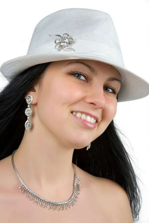 Diamonds are forever (girl with a hat and diamonds)の写真素材