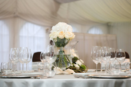Table set for an event party or wedding reception
