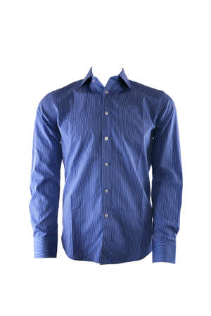 Blue male shirt isolated on whiteの写真素材