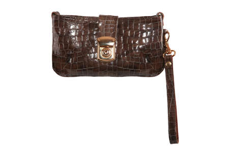 Luxury crocodile leather handbag isolated on whiteの写真素材