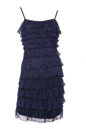 Short blue dress with tinsel isolated on whiteの写真素材