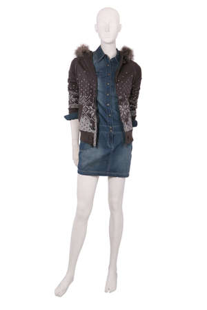 Mannequin dressed in jeans dress and sweatterの写真素材