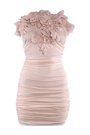 Powdery color cocktail designer dress, isolated on whiteの写真素材
