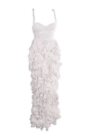 Wedding dress isolated on whiteの写真素材