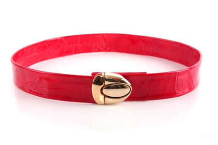 Female elegant leather belt isolated on whiteの写真素材