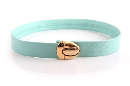 Female elegant leather belt isolated on whiteの写真素材