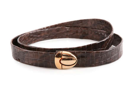 Female elegant leather belt, isolated on whiteの写真素材