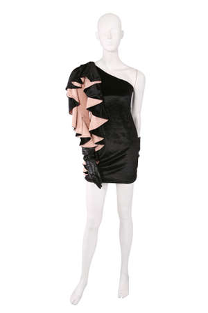 Mannequin dressed in cocktail dress, isolated on whiteの写真素材