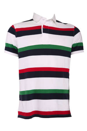 Colorful striped male polo shirt, isolated on whiteの写真素材