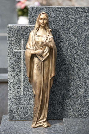 Golden statue of Virgin Mary, Mother of Godの写真素材