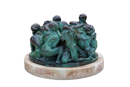 The Well of Life sculpture made by famous Croatian sculptor Ivan Mestrovic standing in front of...