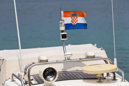 Croatian flag on a yachtの写真素材