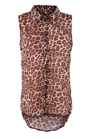 Sleeveless blouse with animal printの写真素材