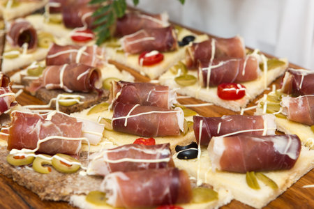 Delicious Indigenous Croatian prosciutto hamの写真素材