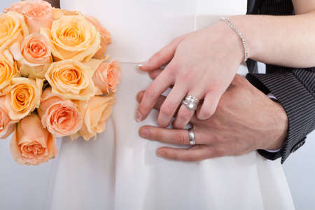 Hands of a newlywed coupleの写真素材