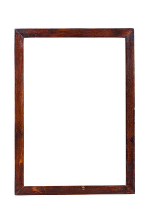 Wooden image frame isolated on white with clipping path