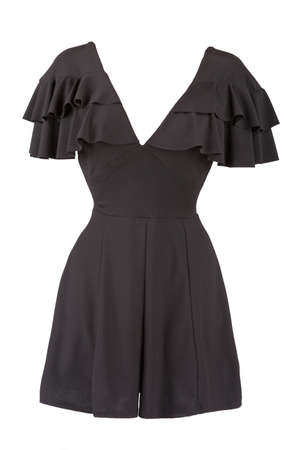 Butterfly Sleeve V-Neck Women Overall Jumpsuitの写真素材