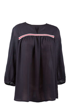 Black linen blouse, isolated on whiteの写真素材