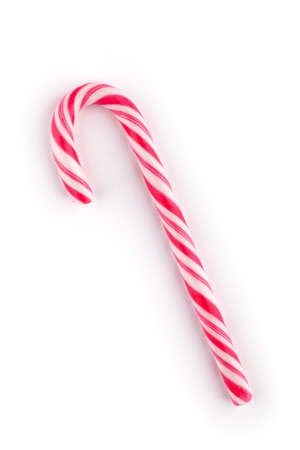Christmas candy cane isolated on white backgroundの写真素材