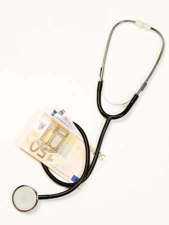 A medical stethoscope and euroの写真素材