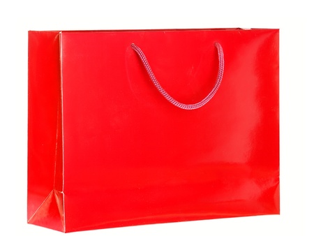 Red Shopping Bag. Clean cover . Isolated on whiteの写真素材