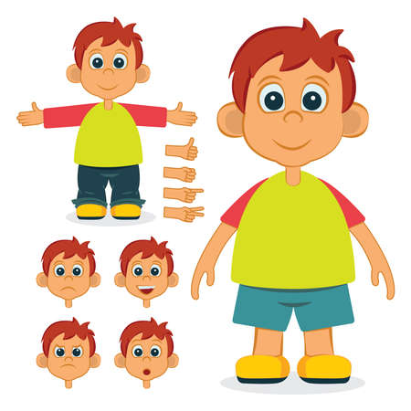 Boy cartoon character. Boy character constructor.のイラスト素材