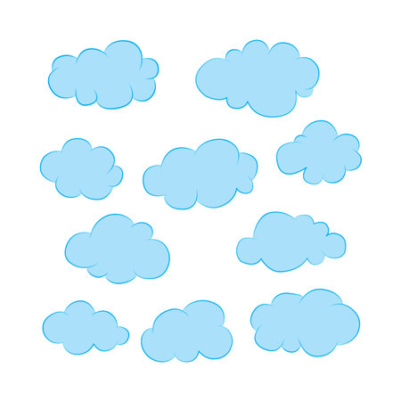 Clouds Different cartoon style clouds illustrations set isolated on white background.のイラスト素材