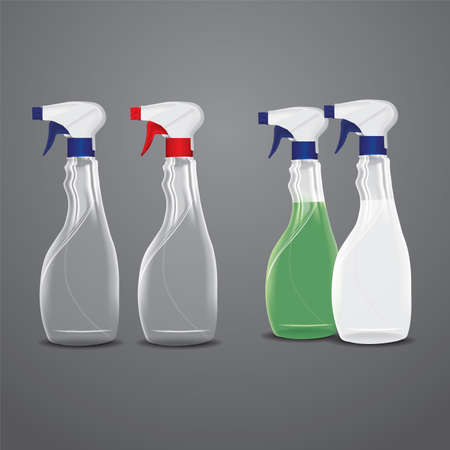 Realistic spray bottles set for cleaning or washing liquid.のイラスト素材