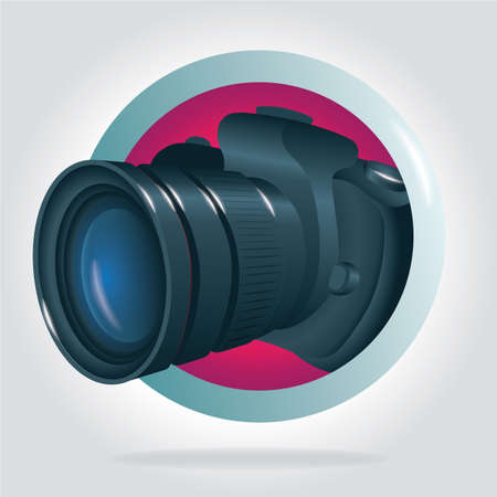 Realistic digital camera. Photo camera vector illustration.のイラスト素材