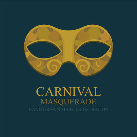 Mask. Carnival mask. Vintage style hand drawn carnival mask. Part of set.のイラスト素材