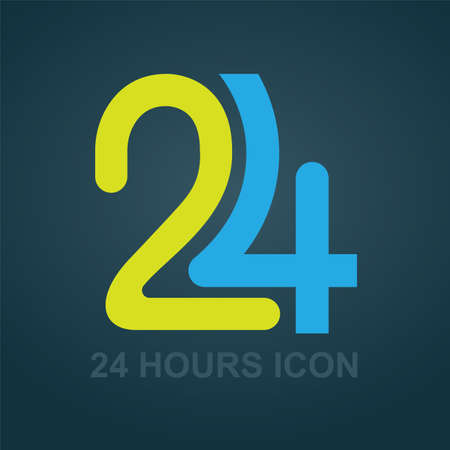 24. Twenty four hour icon. 24 vector logo.のイラスト素材