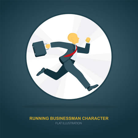 Running businessmen character in circle. Runner cartoon character vector illustration.のイラスト素材